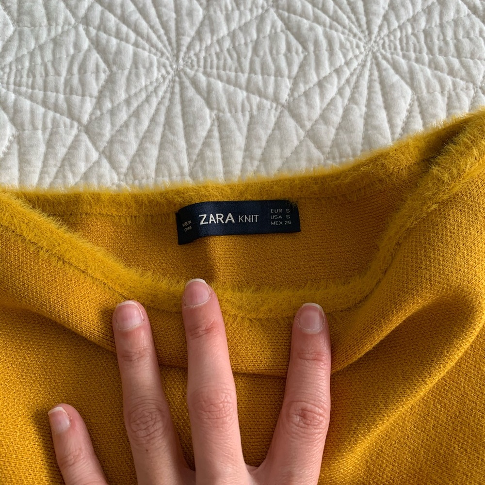 Zara Knit Mini Skirt Mustard Color Small - Picture 3 of 4